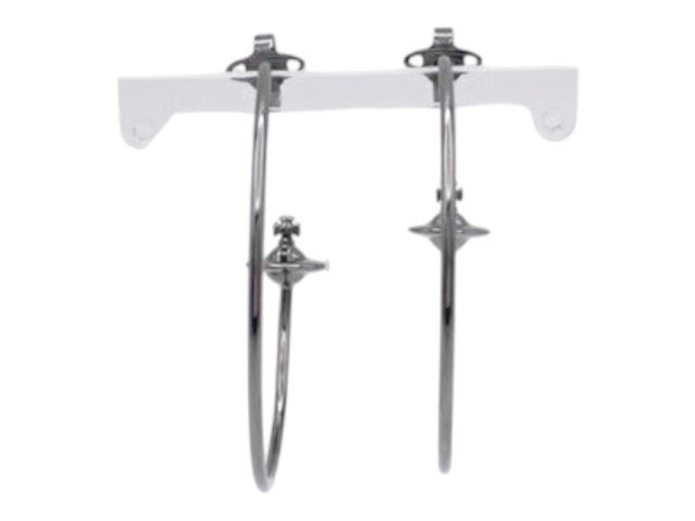 7143 - Vivienne Westwood Orb Gunmetal Hoop Earrings